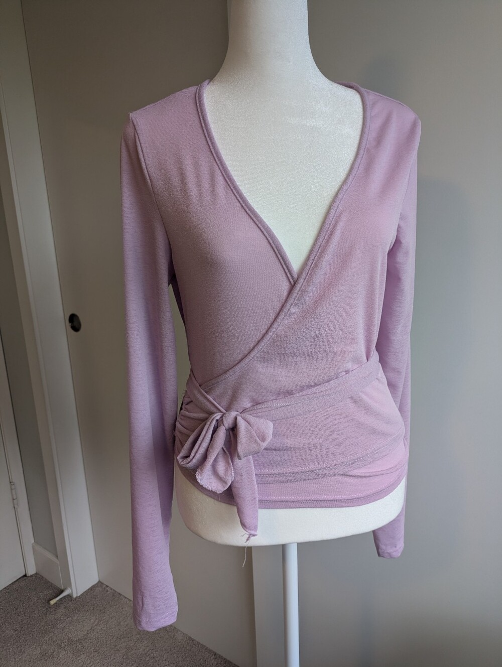 Women’s Lavender Wrap-Style Long Sleeve Top